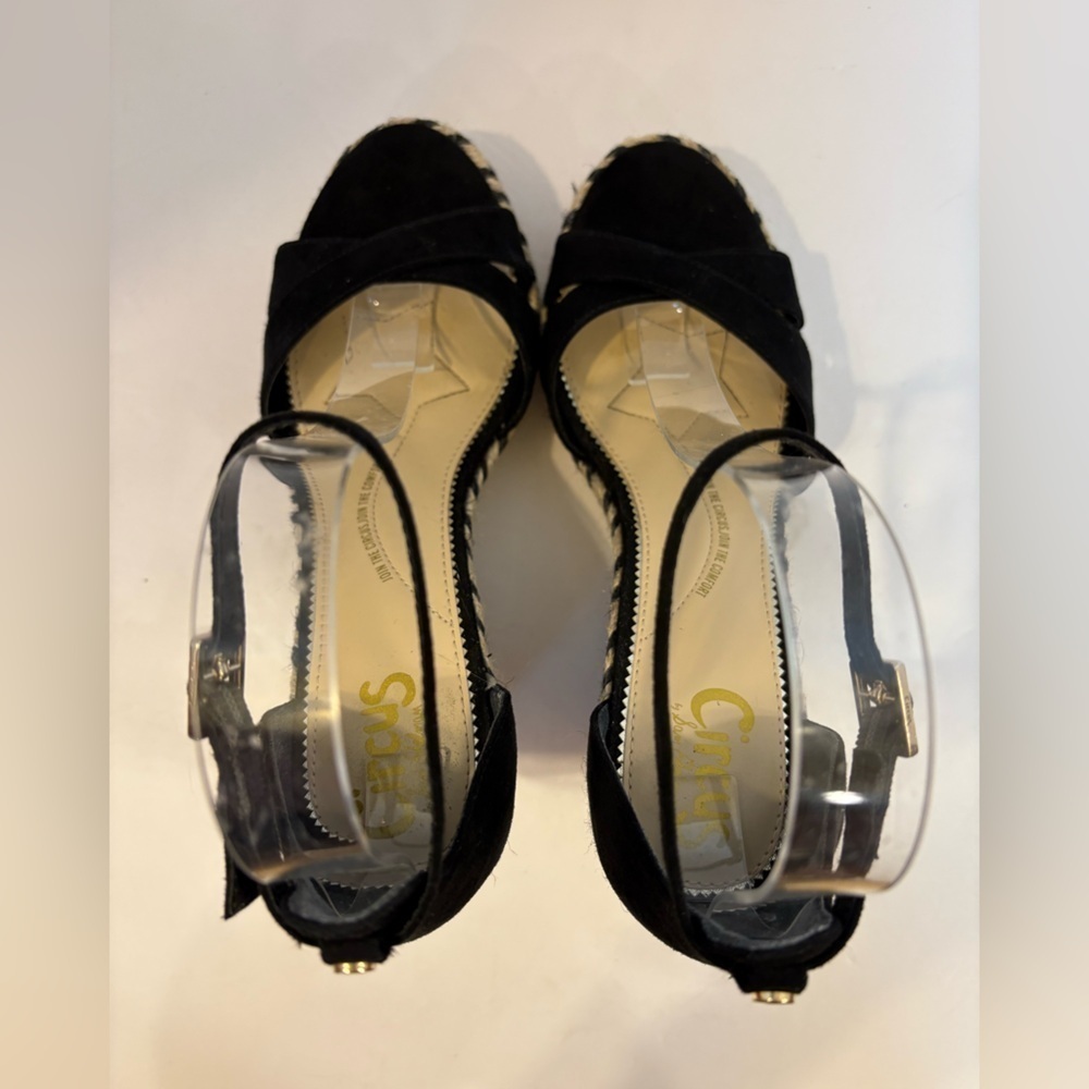 Circus by Sam Edelman Renee black open toe wedge heel sandals size 7M - Picture 8 of 11